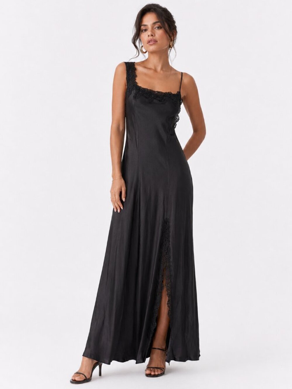 SOMA Intimates Silk Long Nightgown Chemise Black XL